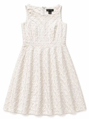 White House Black Market Ivory Textured A-Line Dress Size 8 Sleeveless